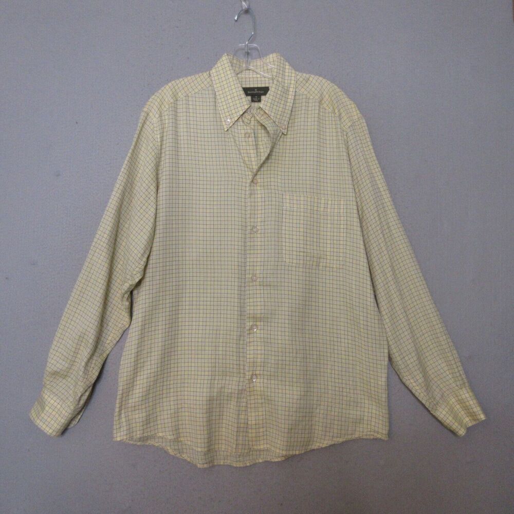 Ermenegildo Zenga Shirt Yellow Plaid Button Up Cotton Long‎ Sleeve Italy